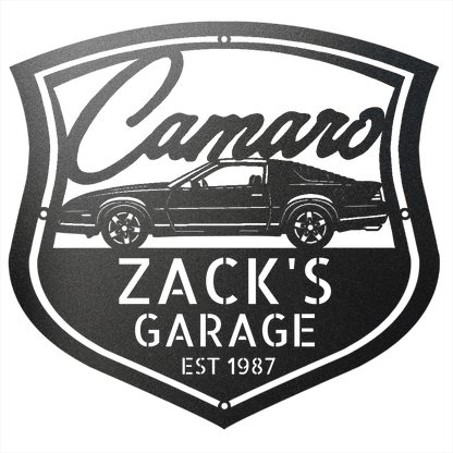 Steel Sign Black / 12 Personalized 1987 Camaro Z28 Garage Sign | Third Gen Metal Wall Art