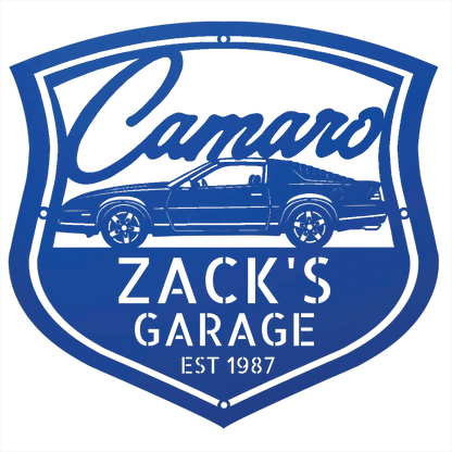 Steel Sign Blue / 12 Personalized 1987 Camaro Z28 Garage Sign | Third Gen Metal Wall Art