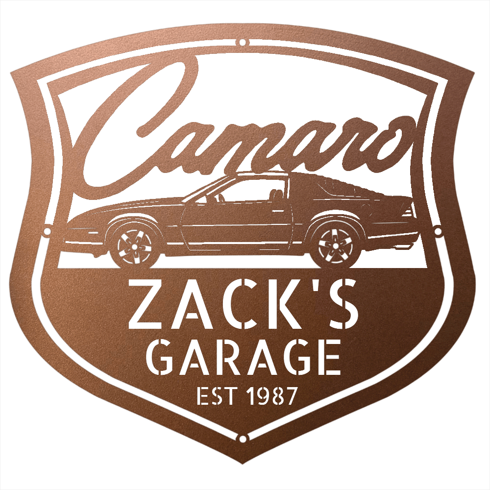 Steel Sign Copper / 12 Personalized 1987 Camaro Z28 Garage Sign | Third Gen Metal Wall Art