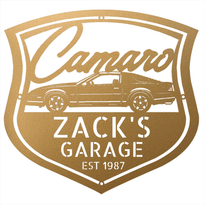 Steel Sign Gold / 12 Personalized 1987 Camaro Z28 Garage Sign | Third Gen Metal Wall Art