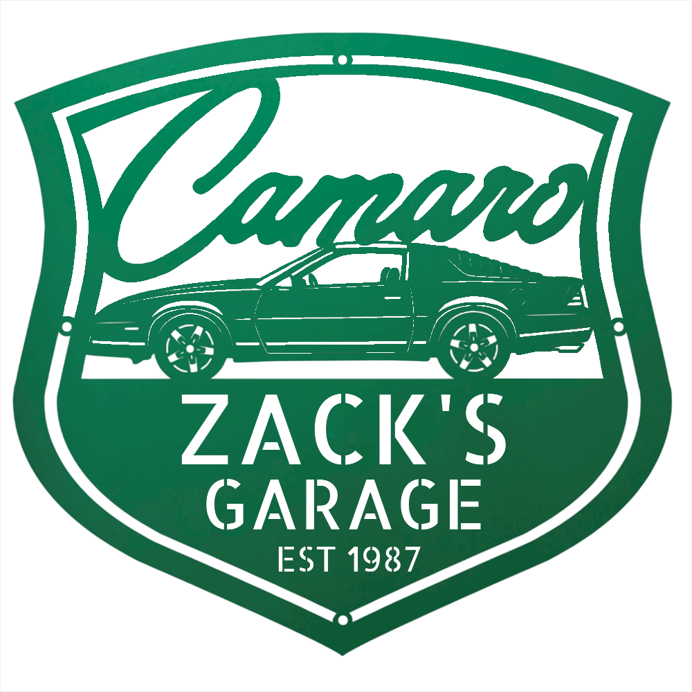 Steel Sign Green / 12 Personalized 1987 Camaro Z28 Garage Sign | Third Gen Metal Wall Art