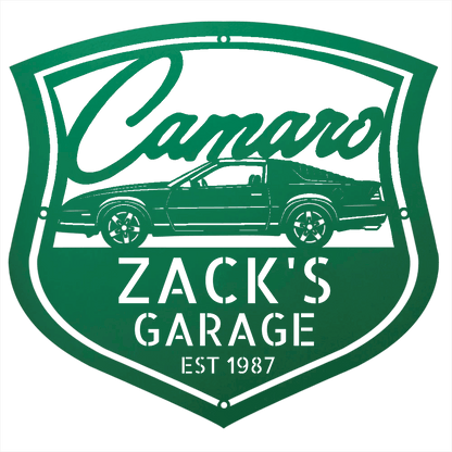 Steel Sign Green / 12 Personalized 1987 Camaro Z28 Garage Sign | Third Gen Metal Wall Art