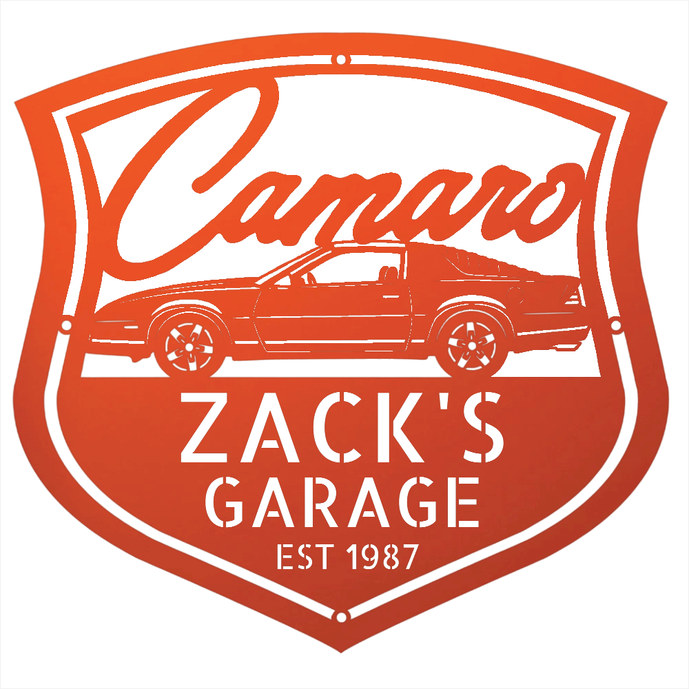 Steel Sign Orange / 12 Personalized 1987 Camaro Z28 Garage Sign | Third Gen Metal Wall Art
