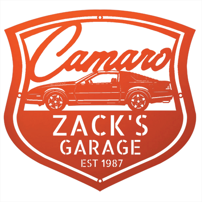 Steel Sign Orange / 12 Personalized 1987 Camaro Z28 Garage Sign | Third Gen Metal Wall Art