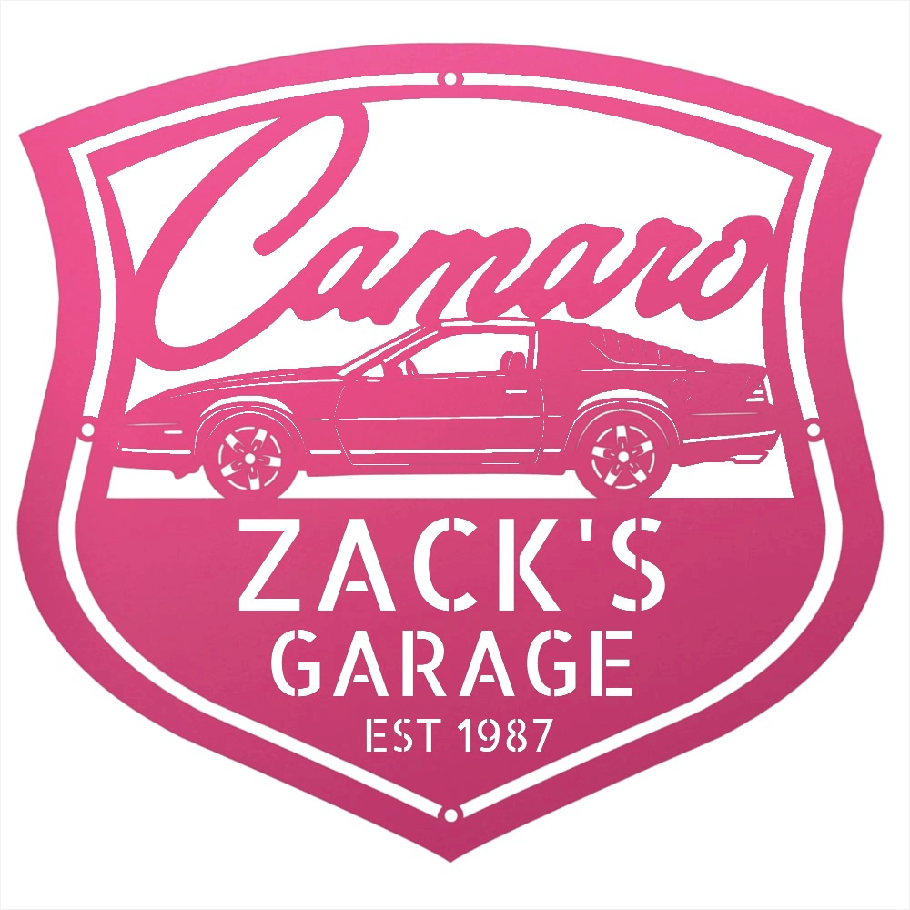 Steel Sign Pink / 12 Personalized 1987 Camaro Z28 Garage Sign | Third Gen Metal Wall Art
