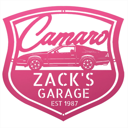 Steel Sign Pink / 12 Personalized 1987 Camaro Z28 Garage Sign | Third Gen Metal Wall Art