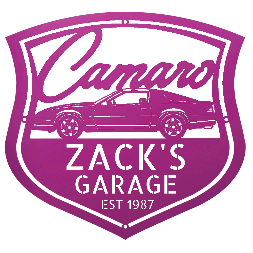 Steel Sign Purple / 12 Personalized 1987 Camaro Z28 Garage Sign | Third Gen Metal Wall Art