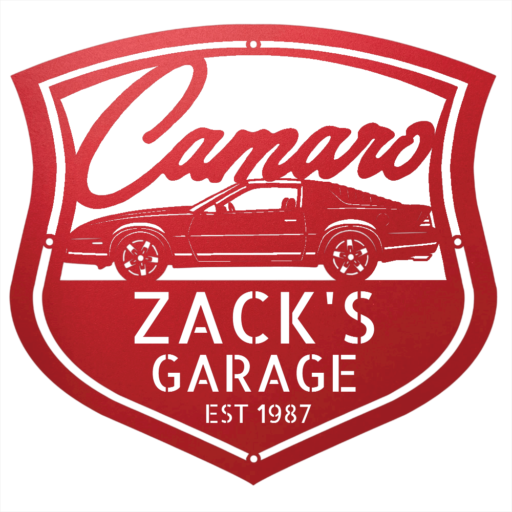 Steel Sign Red / 12 Personalized 1987 Camaro Z28 Garage Sign | Third Gen Metal Wall Art