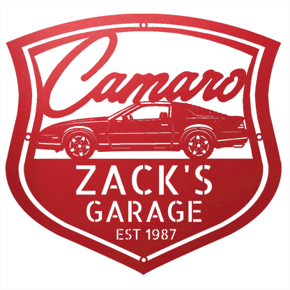 Steel Sign Red / 12 Personalized 1987 Camaro Z28 Garage Sign | Third Gen Metal Wall Art