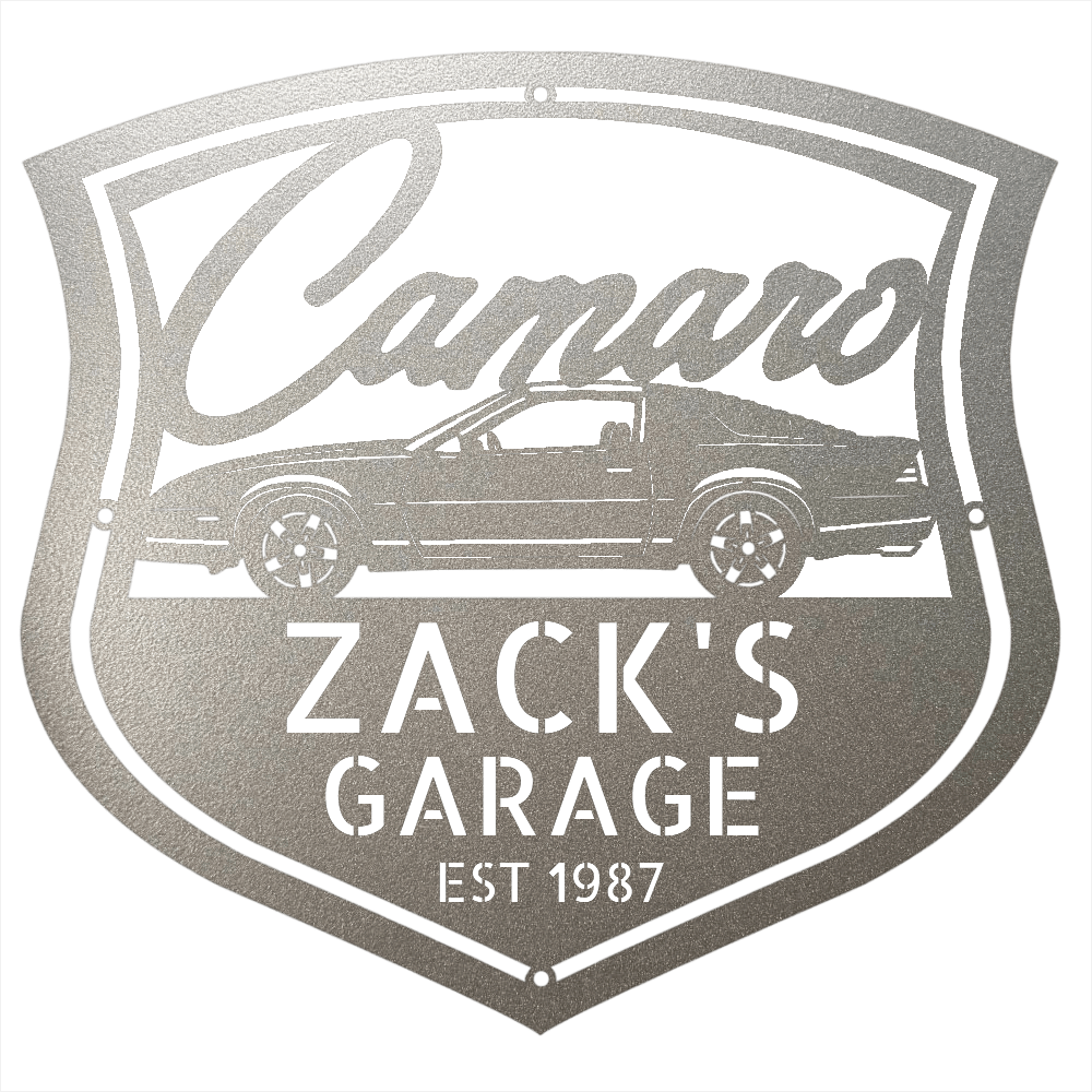 Steel Sign Silver / 12 Personalized 1987 Camaro Z28 Garage Sign | Third Gen Metal Wall Art