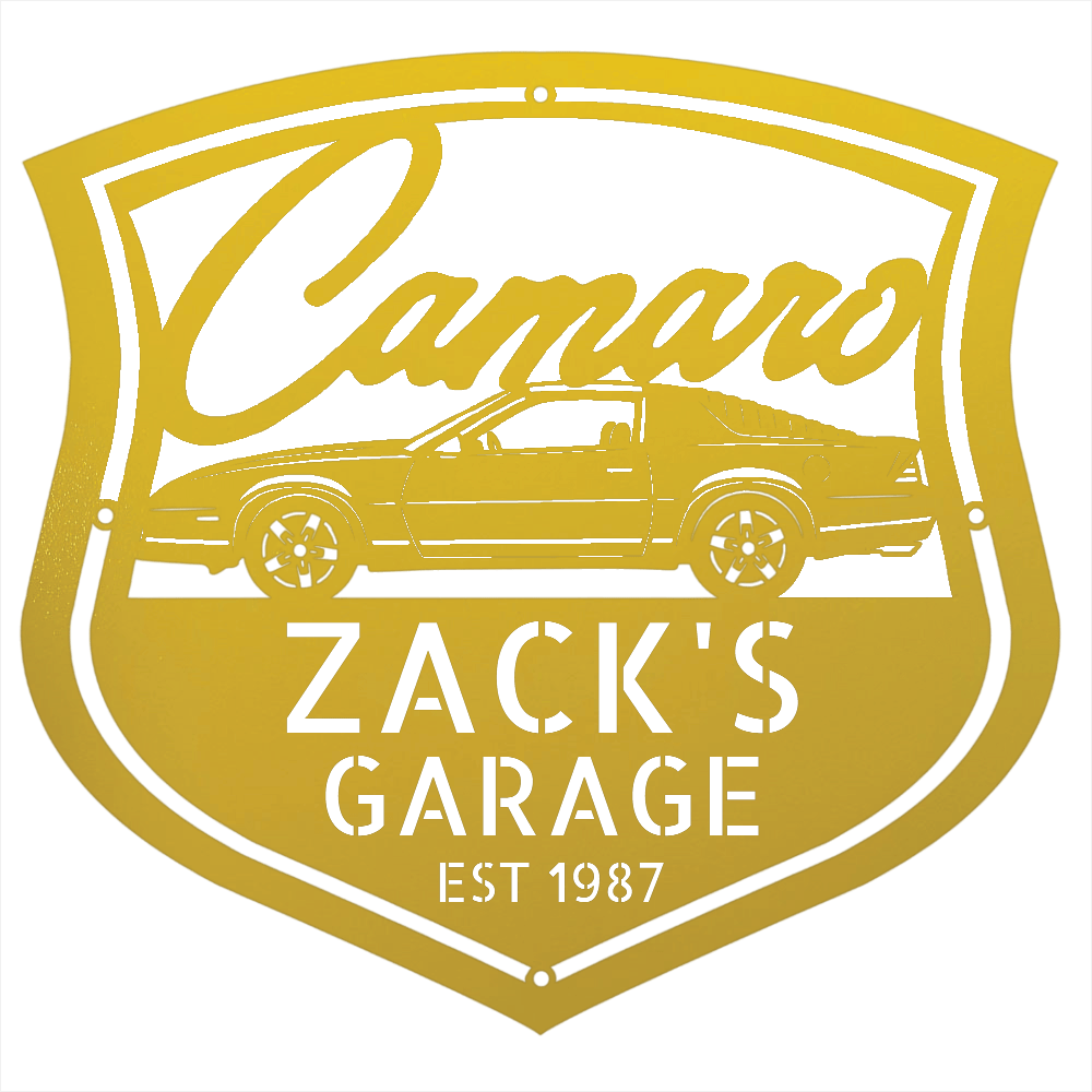 Steel Sign Yellow / 12 Personalized 1987 Camaro Z28 Garage Sign | Third Gen Metal Wall Art