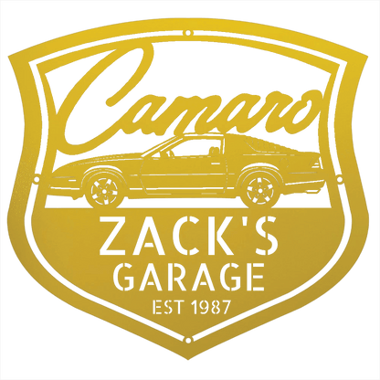 Steel Sign Yellow / 12 Personalized 1987 Camaro Z28 Garage Sign | Third Gen Metal Wall Art