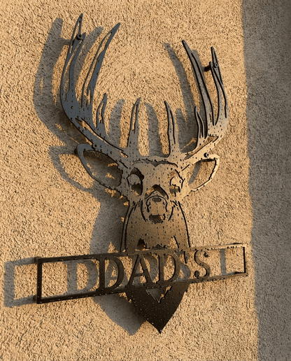 Steel Sign Personalized Buck Mount Deer Name Sign | Steel Hunting Wall Art
