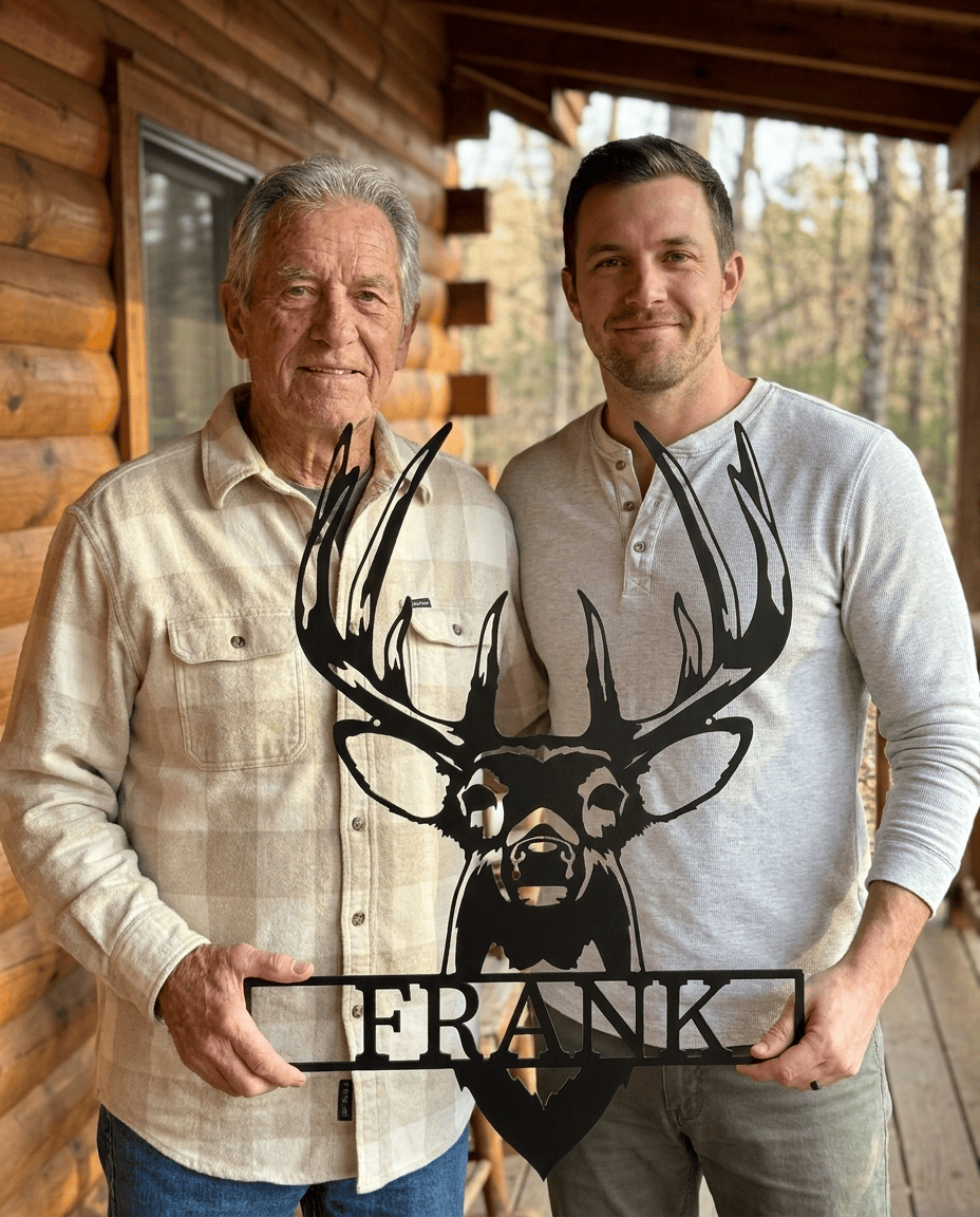 Steel Sign Personalized Buck Mount Deer Name Sign | Steel Hunting Wall Art