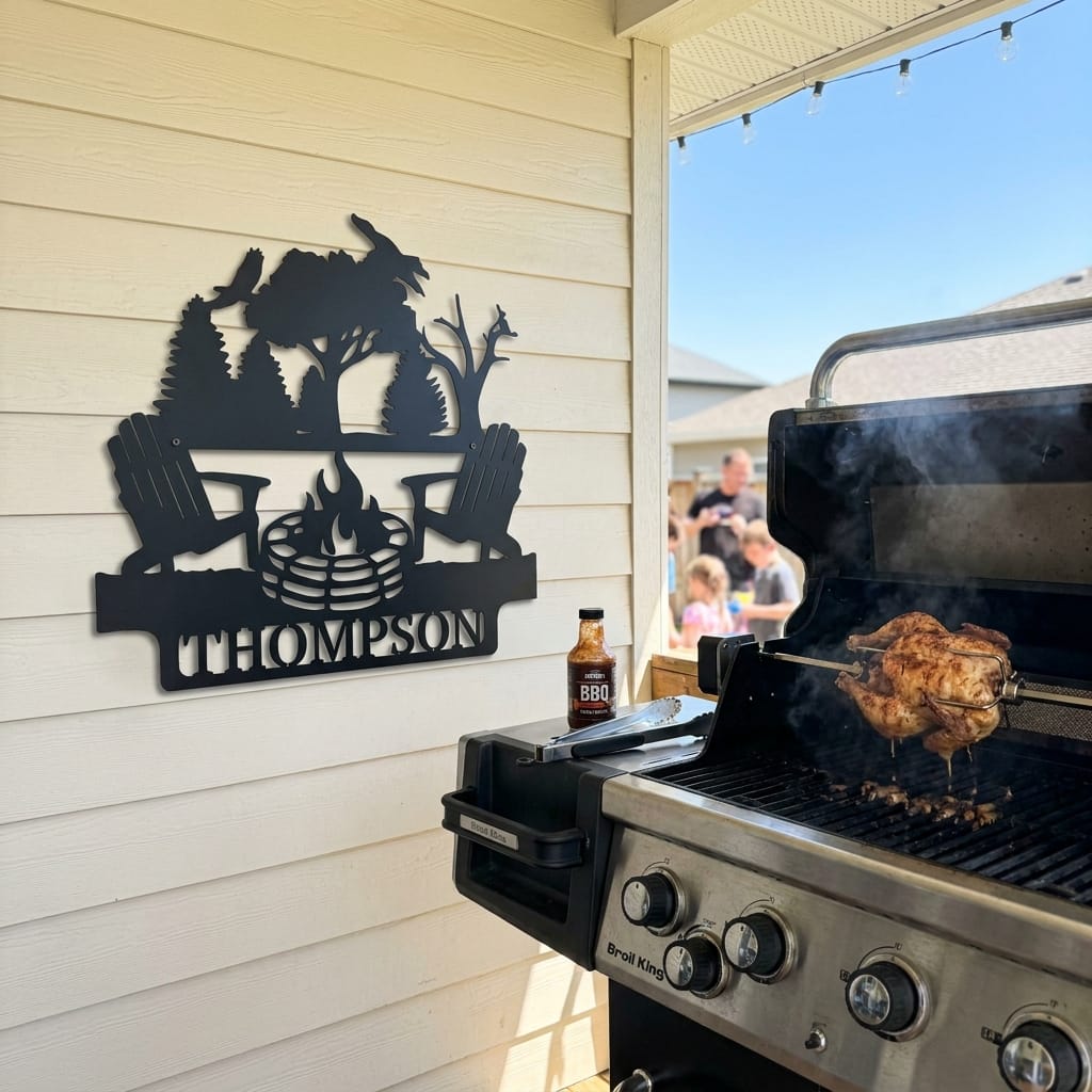 Steel Sign Personalized Campfire Fire Pit Metal Sign Outdoor Decor