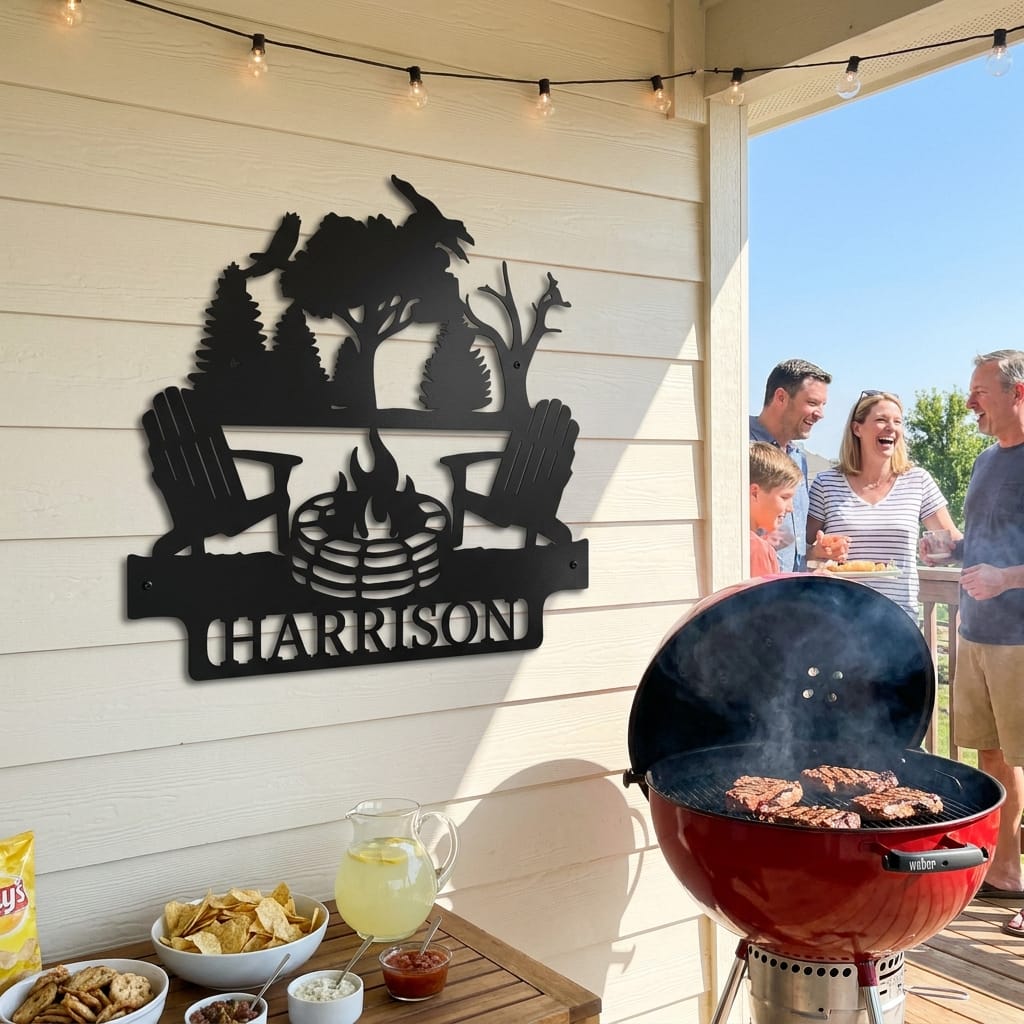 Steel Sign Personalized Campfire Fire Pit Metal Sign Outdoor Decor