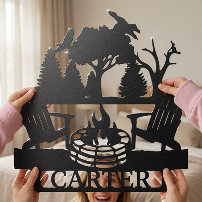 Steel Sign Personalized Campfire Fire Pit Metal Sign Outdoor Decor