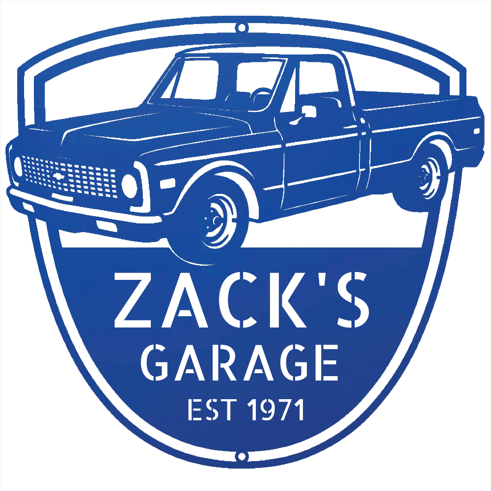 Steel Sign Blue / 12 Personalized Chevy C10 Garage Sign | 1971 Truck Metal Wall Art