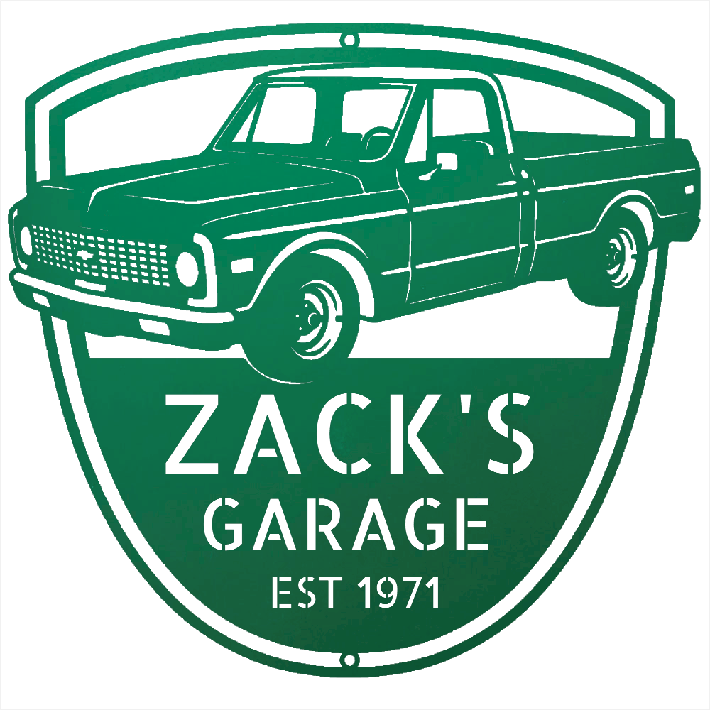 Steel Sign Green / 12 Personalized Chevy C10 Garage Sign | 1971 Truck Metal Wall Art