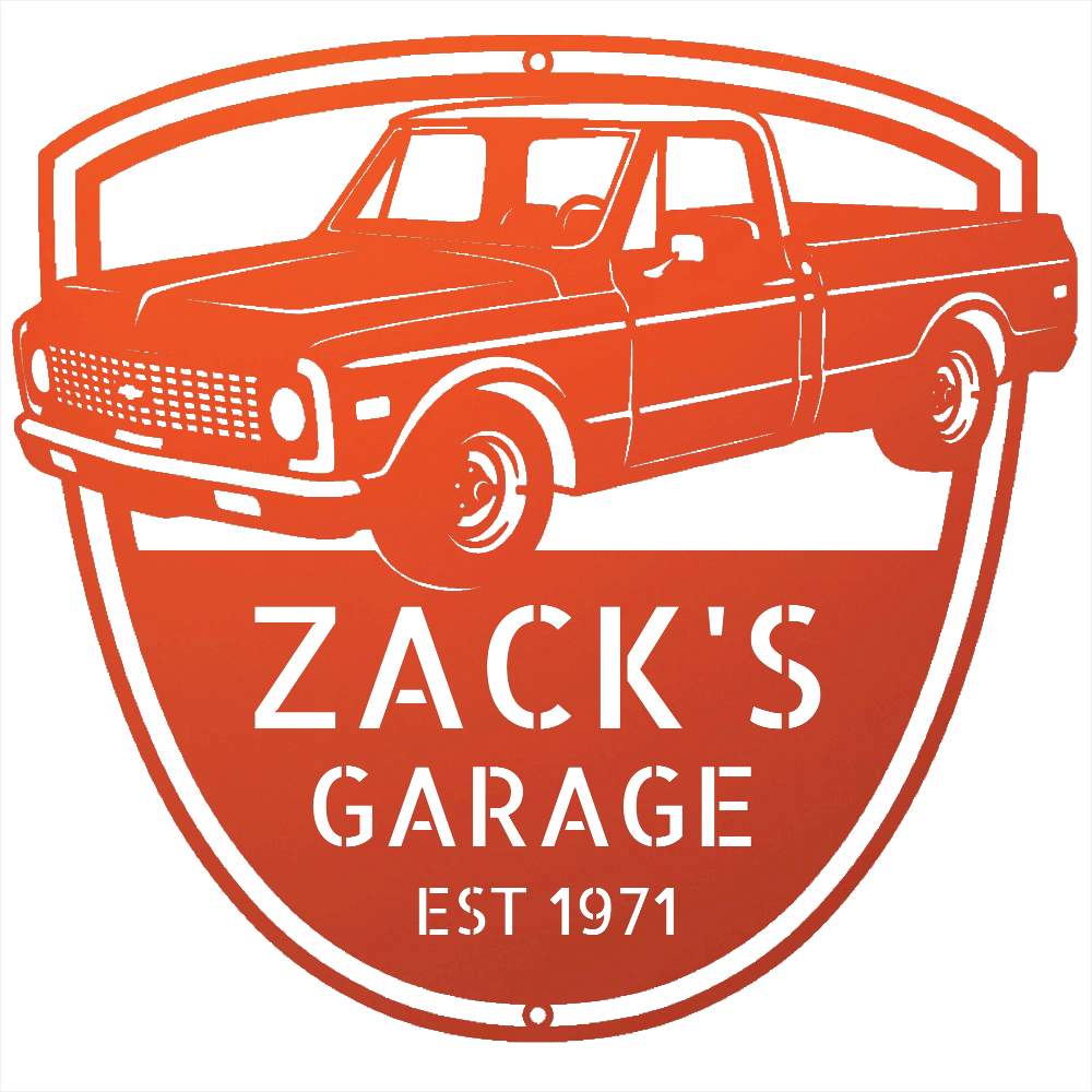 Steel Sign Orange / 12 Personalized Chevy C10 Garage Sign | 1971 Truck Metal Wall Art