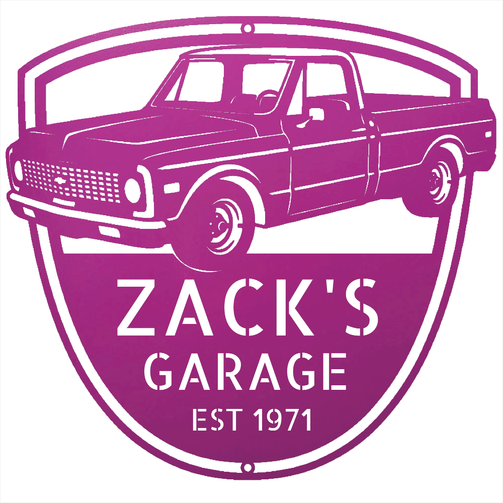 Steel Sign Purple / 12 Personalized Chevy C10 Garage Sign | 1971 Truck Metal Wall Art