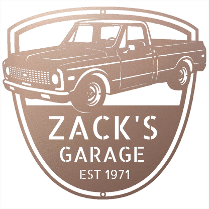Steel Sign Rose / 12 Personalized Chevy C10 Garage Sign | 1971 Truck Metal Wall Art