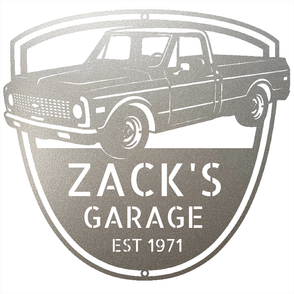 Steel Sign Silver / 12 Personalized Chevy C10 Garage Sign | 1971 Truck Metal Wall Art