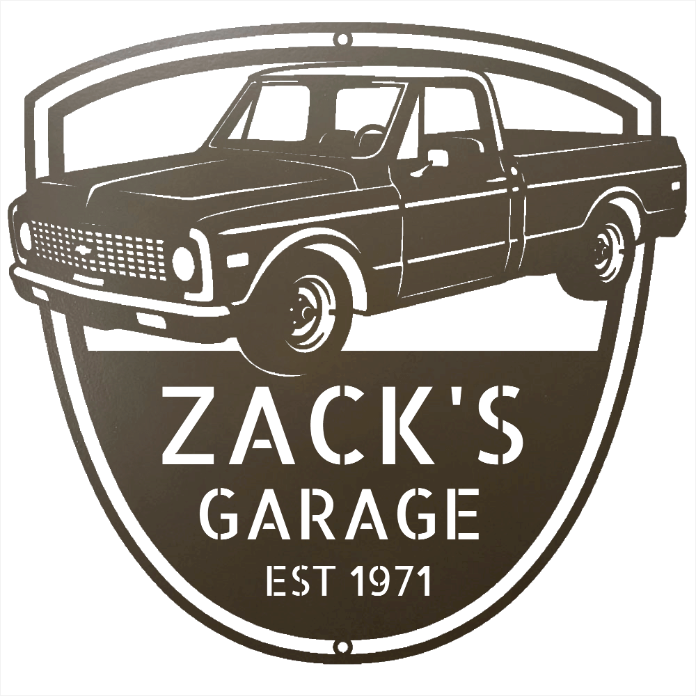 Steel Sign Stone / 12 Personalized Chevy C10 Garage Sign | 1971 Truck Metal Wall Art