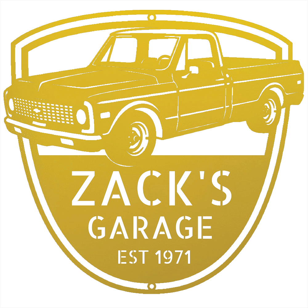 Steel Sign Yellow / 12 Personalized Chevy C10 Garage Sign | 1971 Truck Metal Wall Art