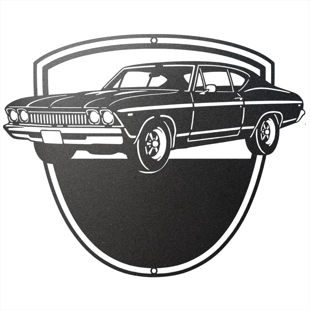 Steel Sign Black / 12 Personalized Classic Car Metal Wall Art with Custom Text