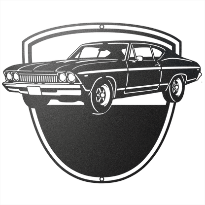 Steel Sign Black / 12 Personalized Classic Car Metal Wall Art with Custom Text