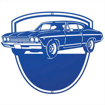 Steel Sign Blue / 12 Personalized Classic Car Metal Wall Art with Custom Text