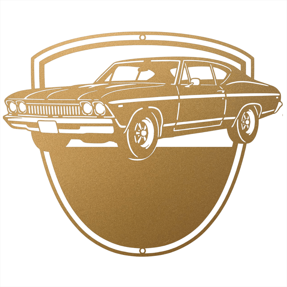 Steel Sign Gold / 12 Personalized Classic Car Metal Wall Art with Custom Text