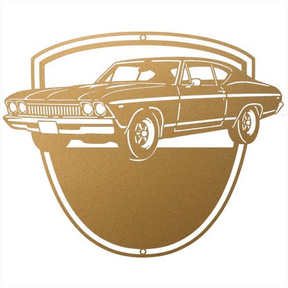 Steel Sign Gold / 12 Personalized Classic Car Metal Wall Art with Custom Text