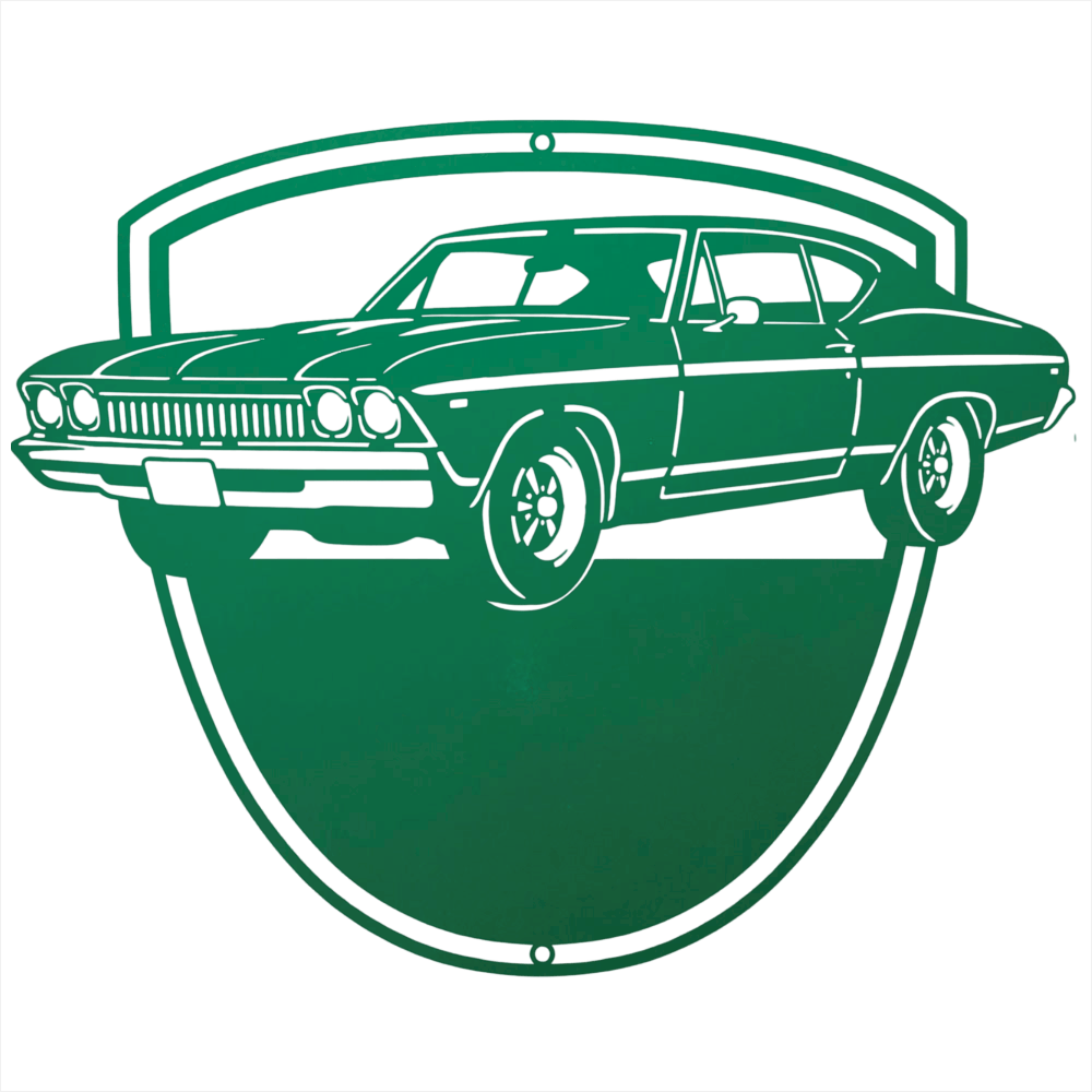 Steel Sign Green / 12 Personalized Classic Car Metal Wall Art with Custom Text