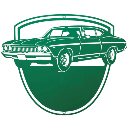 Steel Sign Green / 12 Personalized Classic Car Metal Wall Art with Custom Text