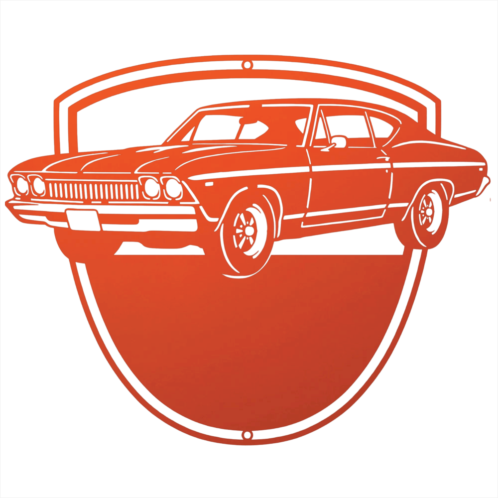 Steel Sign Orange / 12 Personalized Classic Car Metal Wall Art with Custom Text