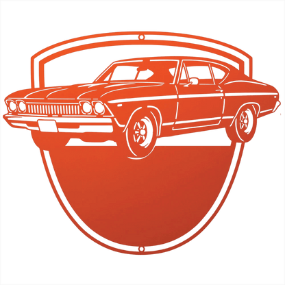Steel Sign Orange / 12 Personalized Classic Car Metal Wall Art with Custom Text