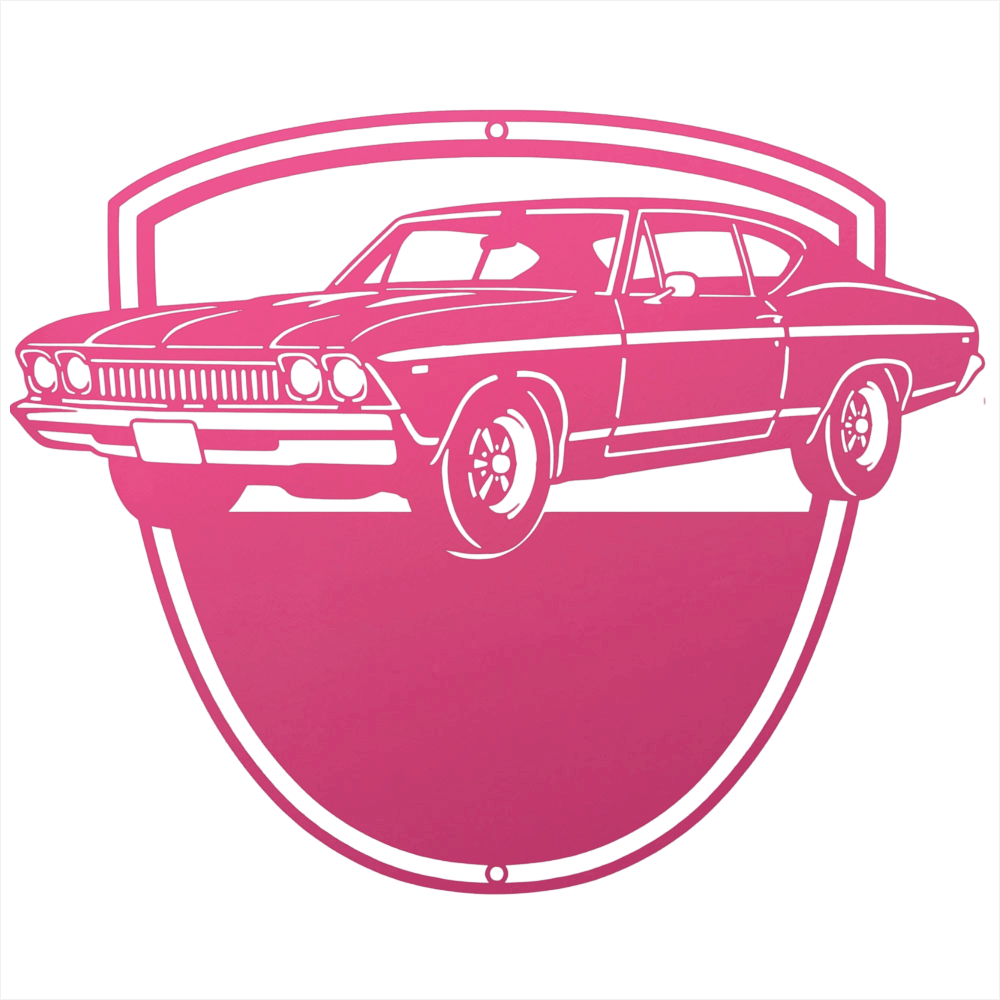 Steel Sign Pink / 12 Personalized Classic Car Metal Wall Art with Custom Text
