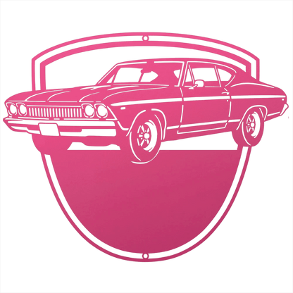 Steel Sign Pink / 12 Personalized Classic Car Metal Wall Art with Custom Text
