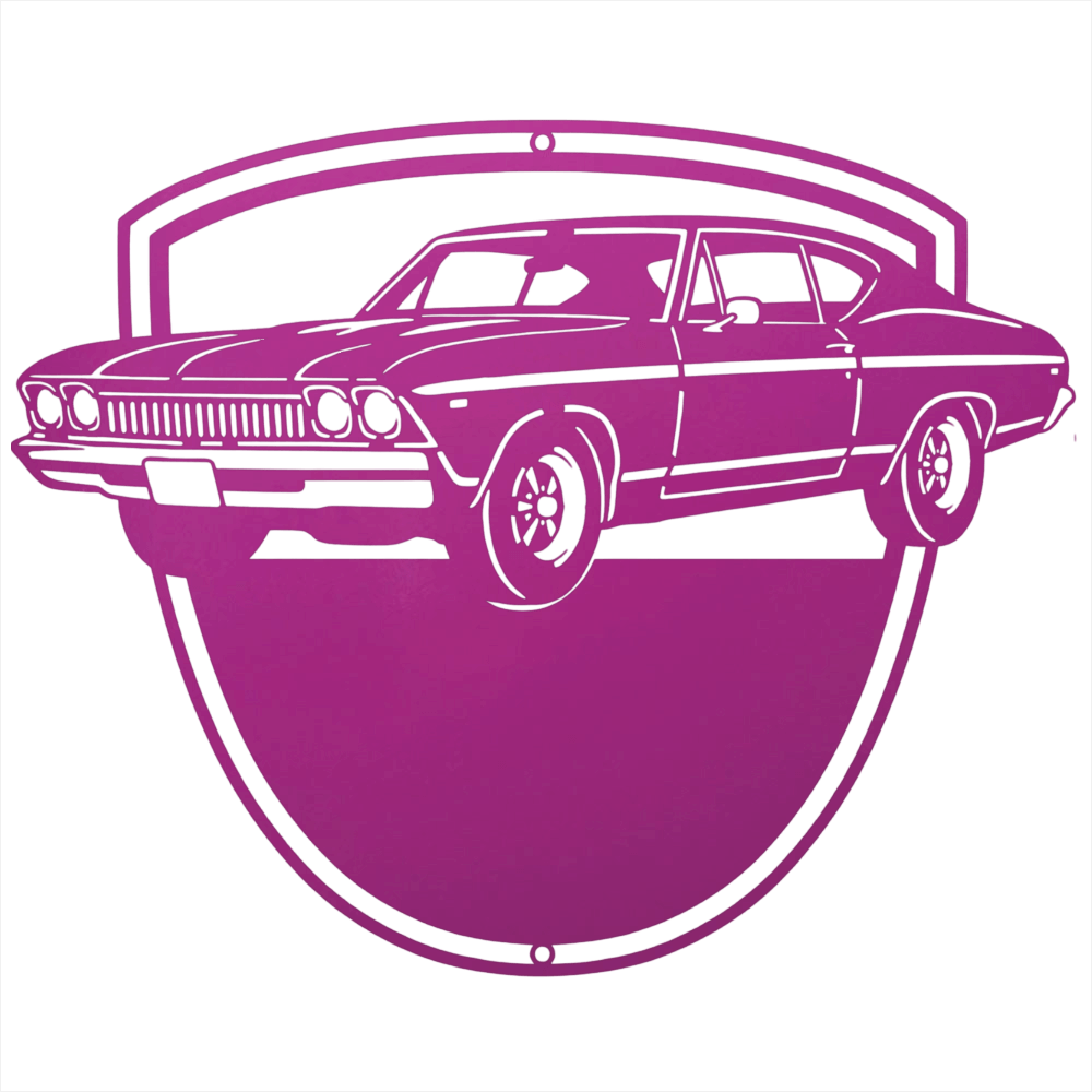 Steel Sign Purple / 12 Personalized Classic Car Metal Wall Art with Custom Text
