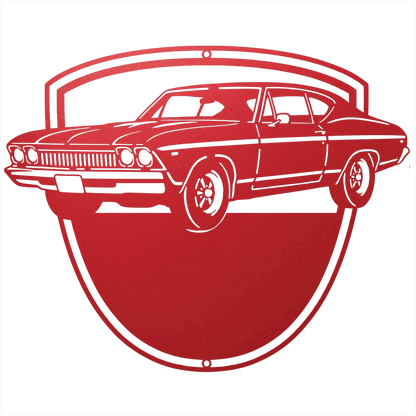 Steel Sign Red / 12 Personalized Classic Car Metal Wall Art with Custom Text