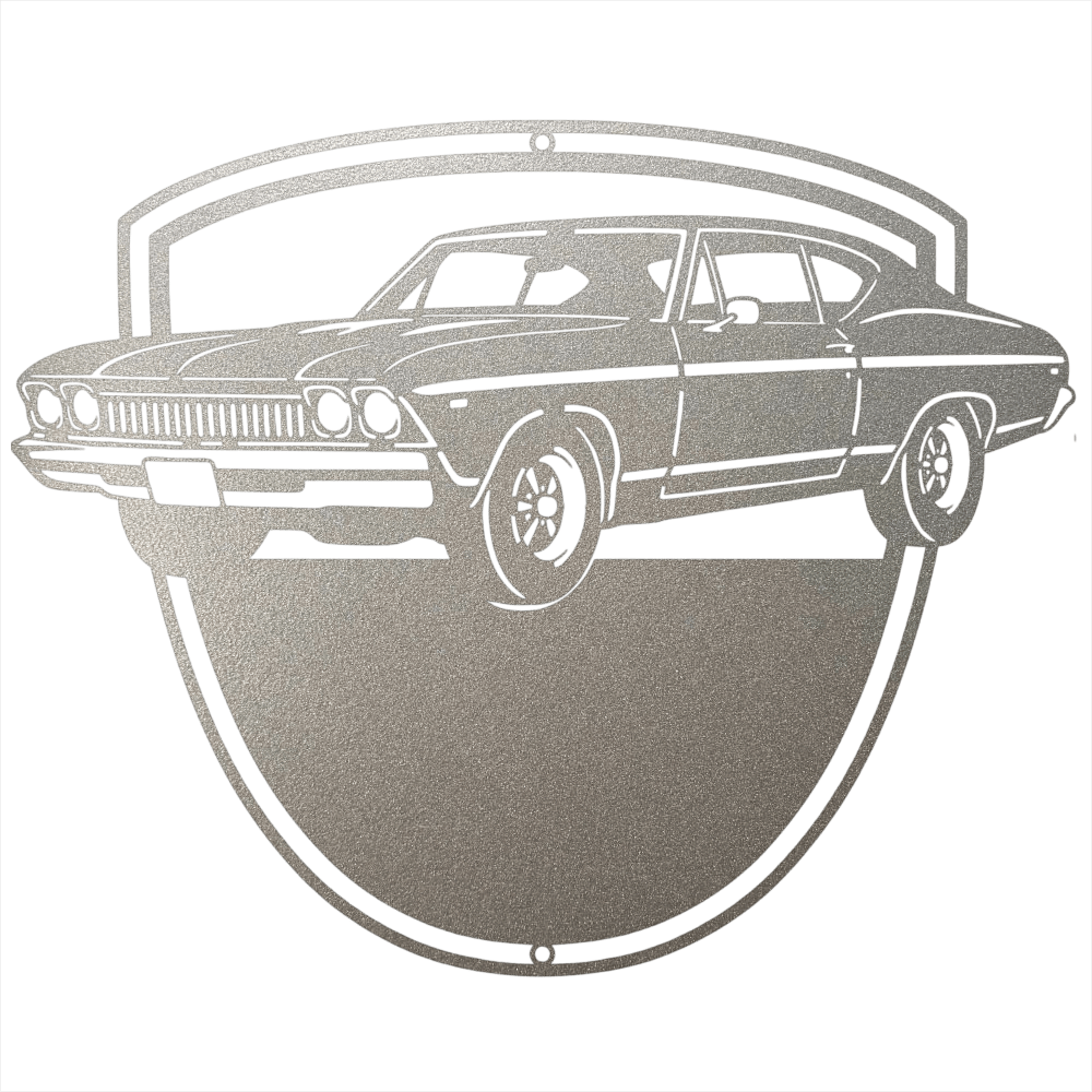 Steel Sign Silver / 12 Personalized Classic Car Metal Wall Art with Custom Text