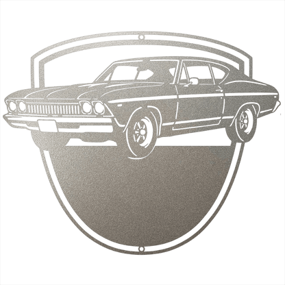 Steel Sign Silver / 12 Personalized Classic Car Metal Wall Art with Custom Text