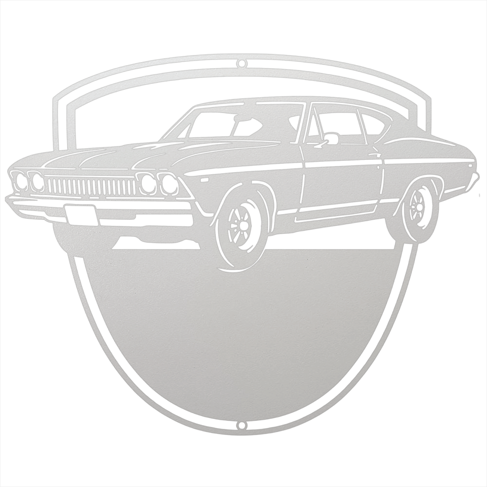 Steel Sign White / 12 Personalized Classic Car Metal Wall Art with Custom Text
