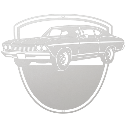 Steel Sign White / 12 Personalized Classic Car Metal Wall Art with Custom Text
