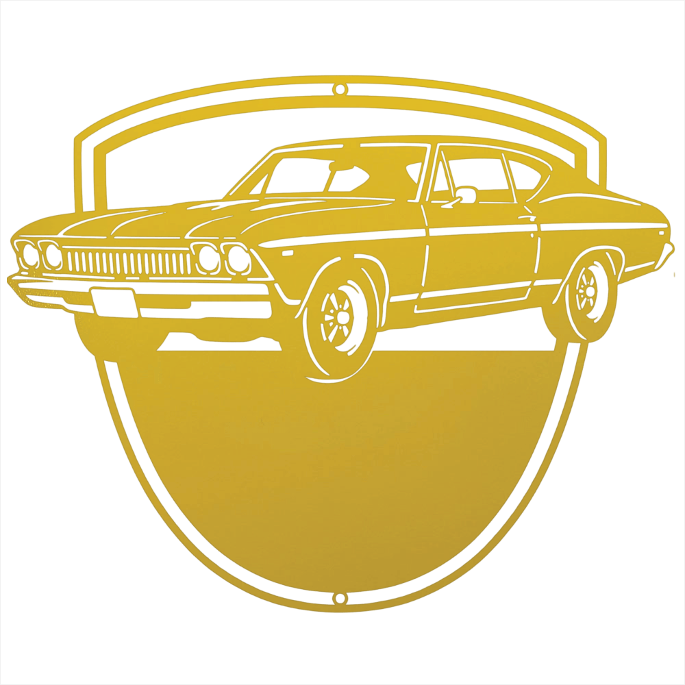Steel Sign Yellow / 12 Personalized Classic Car Metal Wall Art with Custom Text