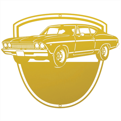 Steel Sign Yellow / 12 Personalized Classic Car Metal Wall Art with Custom Text