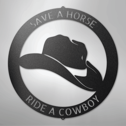 Steel Sign Black / 12" Personalized Cowboy Hat Metal Sign – Western Ranch Decor & Custom Name Gift