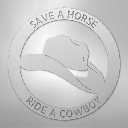 Steel Sign White / 12" Personalized Cowboy Hat Metal Sign – Western Ranch Decor & Custom Name Gift